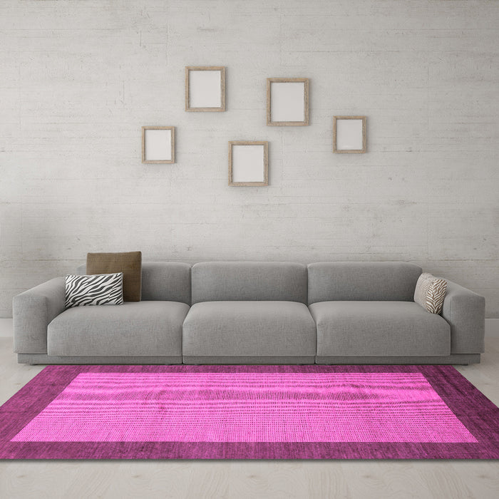 Machine Washable Abstract Pink Modern Rug in a Living Room, wshabs1543pnk