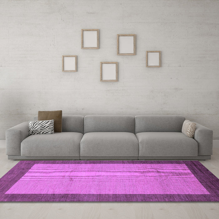 Machine Washable Abstract Purple Modern Area Rugs in a Living Room, wshabs1543pur