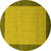 Round Abstract Yellow Modern Rug, abs1543yw