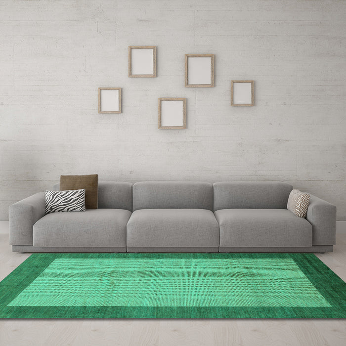 Machine Washable Abstract Turquoise Modern Area Rugs in a Living Room,, wshabs1543turq