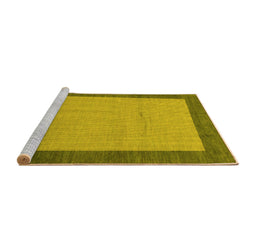 Sideview of Machine Washable Abstract Yellow Modern Rug, wshabs1543yw