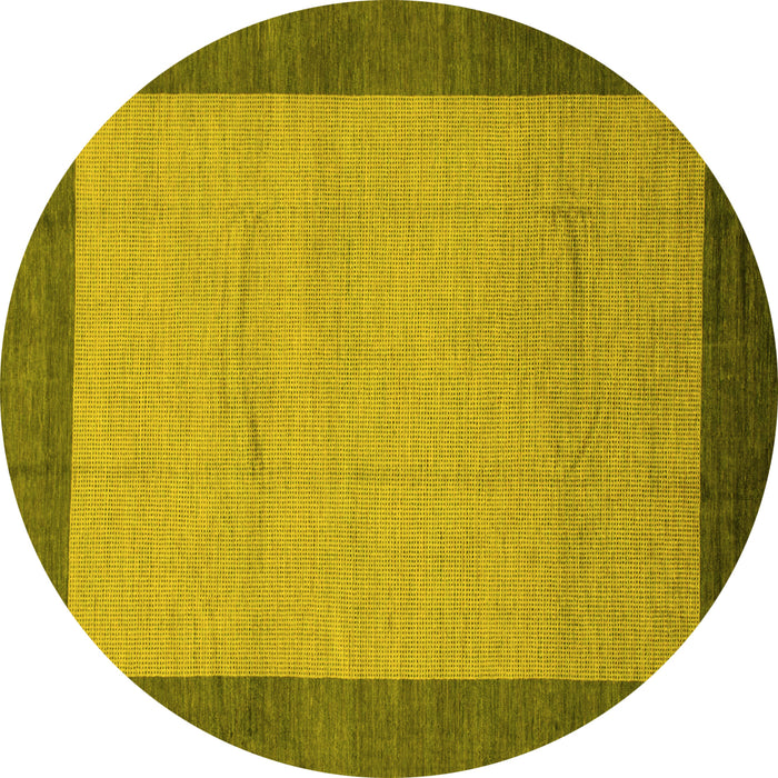 Round Machine Washable Abstract Yellow Modern Rug, wshabs1543yw
