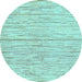 Round Machine Washable Solid Light Blue Modern Rug, wshabs1544lblu