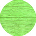 Round Machine Washable Solid Green Modern Area Rugs, wshabs1544grn