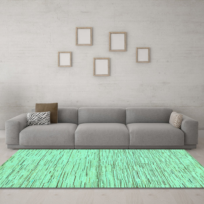 Machine Washable Solid Turquoise Modern Area Rugs in a Living Room,, wshabs1544turq