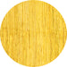 Round Machine Washable Solid Yellow Modern Rug, wshabs1545yw