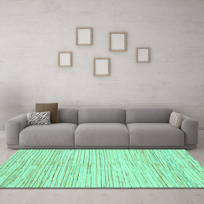 Machine Washable Solid Turquoise Modern Area Rugs in a Living Room,, wshabs1545turq
