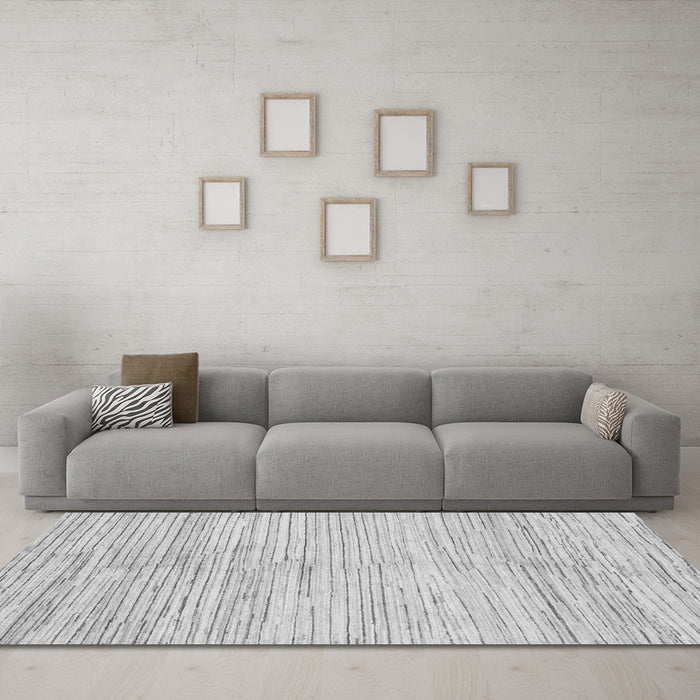 Machine Washable Solid Gray Modern Rug in a Living Room,, wshabs1545gry