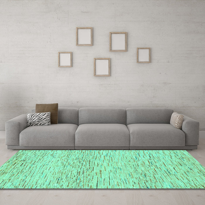 Machine Washable Solid Turquoise Modern Area Rugs in a Living Room,, wshabs1546turq