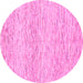 Round Machine Washable Solid Pink Modern Rug, wshabs1546pnk