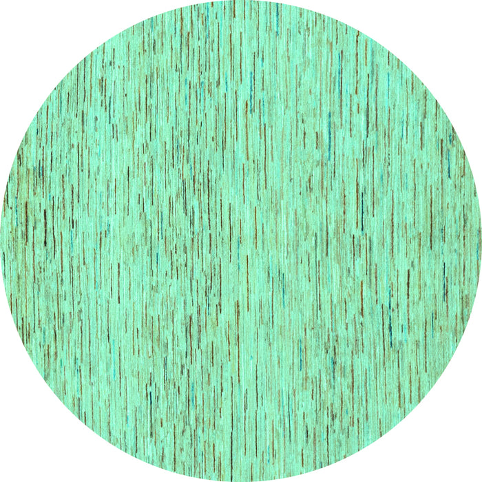 Round Machine Washable Solid Turquoise Modern Area Rugs, wshabs1546turq