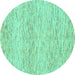 Round Machine Washable Solid Turquoise Modern Area Rugs, wshabs1546turq