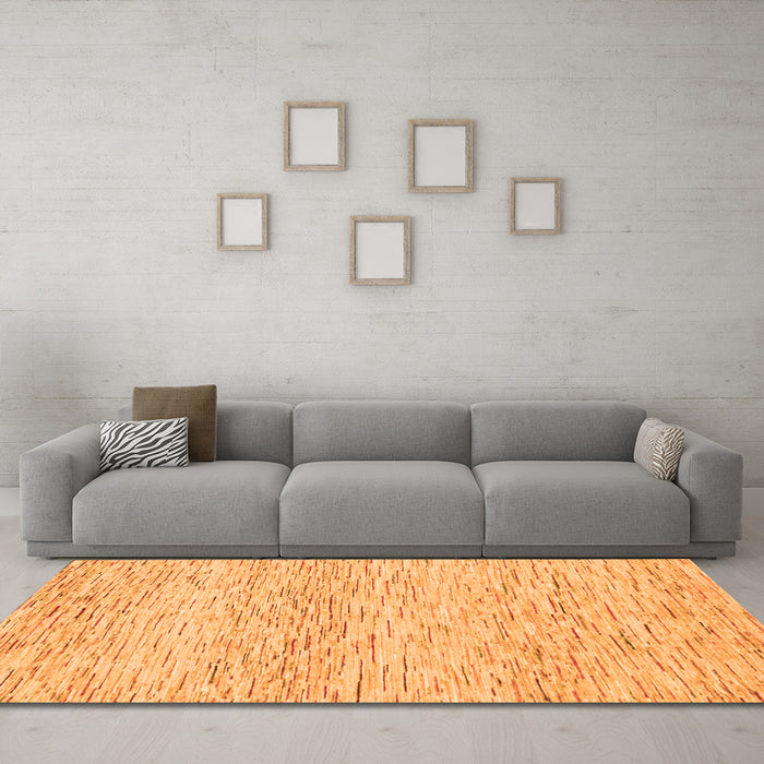 Machine Washable Solid Orange Modern Area Rugs in a Living Room, wshabs1546org