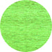 Round Machine Washable Solid Green Modern Area Rugs, wshabs1546grn