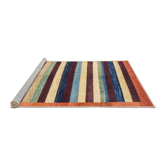 Sideview of Machine Washable Abstract Brown Red Rug, wshabs1547