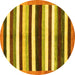 Round Abstract Yellow Modern Rug, abs1547yw