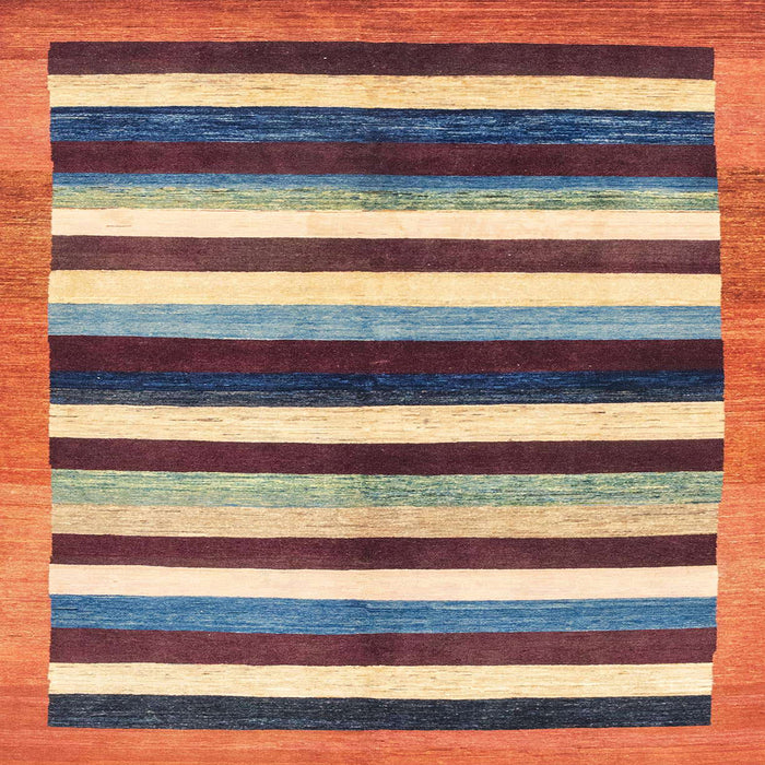 Square Machine Washable Abstract Brown Red Rug, wshabs1547