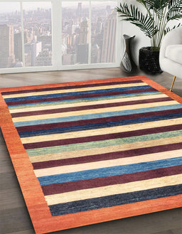 Abstract Brown Red Modern Rug in Family Room, abs1547