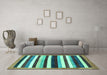 Machine Washable Abstract Turquoise Modern Area Rugs in a Living Room,, wshabs1547turq