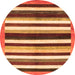 Round Machine Washable Abstract Orange Modern Area Rugs, wshabs1547org