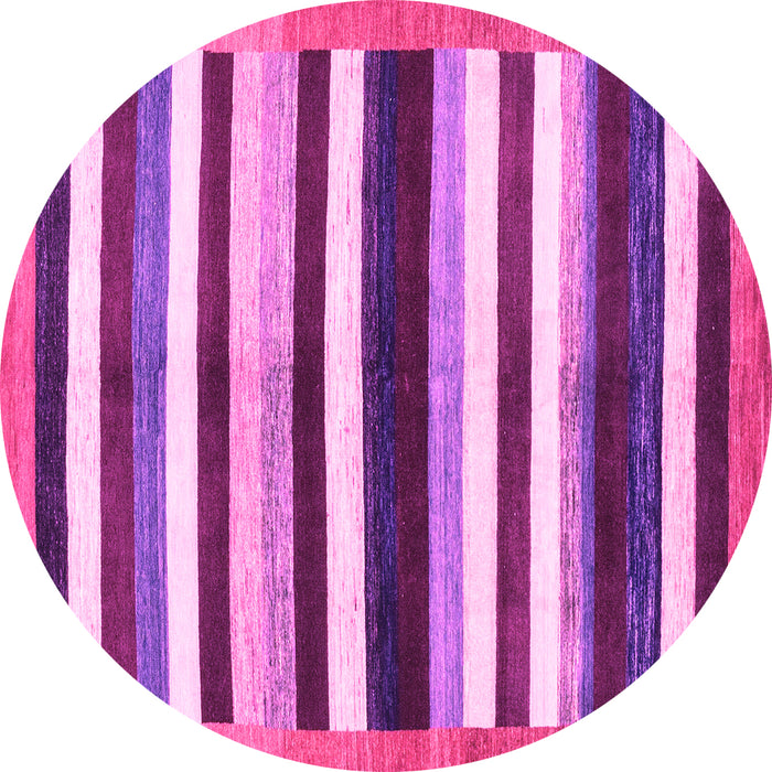 Round Machine Washable Abstract Pink Modern Rug, wshabs1547pnk