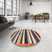 Round Abstract Brown Red Modern Rug in a Office, abs1547