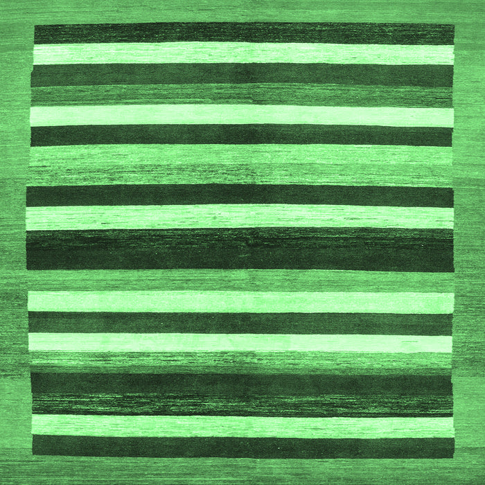 Square Machine Washable Abstract Emerald Green Modern Area Rugs, wshabs1547emgrn
