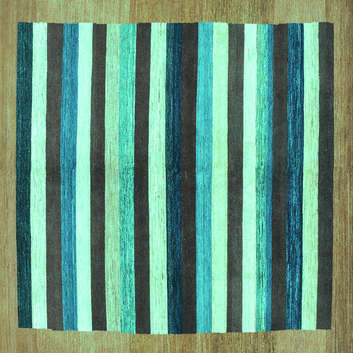 Square Machine Washable Abstract Turquoise Modern Area Rugs, wshabs1547turq