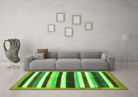 Machine Washable Abstract Green Modern Rug, wshabs1547grn