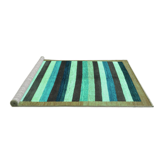Sideview of Machine Washable Abstract Turquoise Modern Area Rugs, wshabs1547turq
