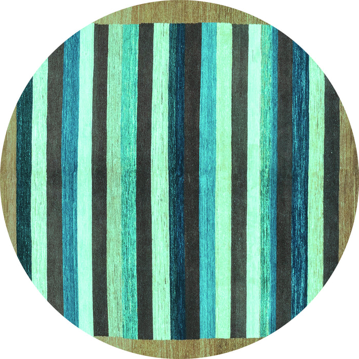Round Machine Washable Abstract Turquoise Modern Area Rugs, wshabs1547turq