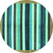 Round Machine Washable Abstract Turquoise Modern Area Rugs, wshabs1547turq