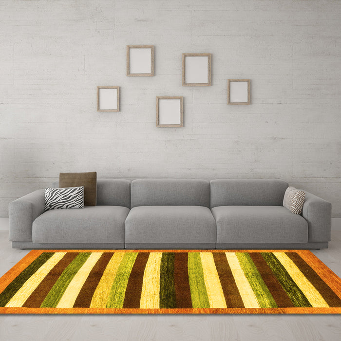 Machine Washable Abstract Yellow Modern Rug in a Living Room, wshabs1547yw