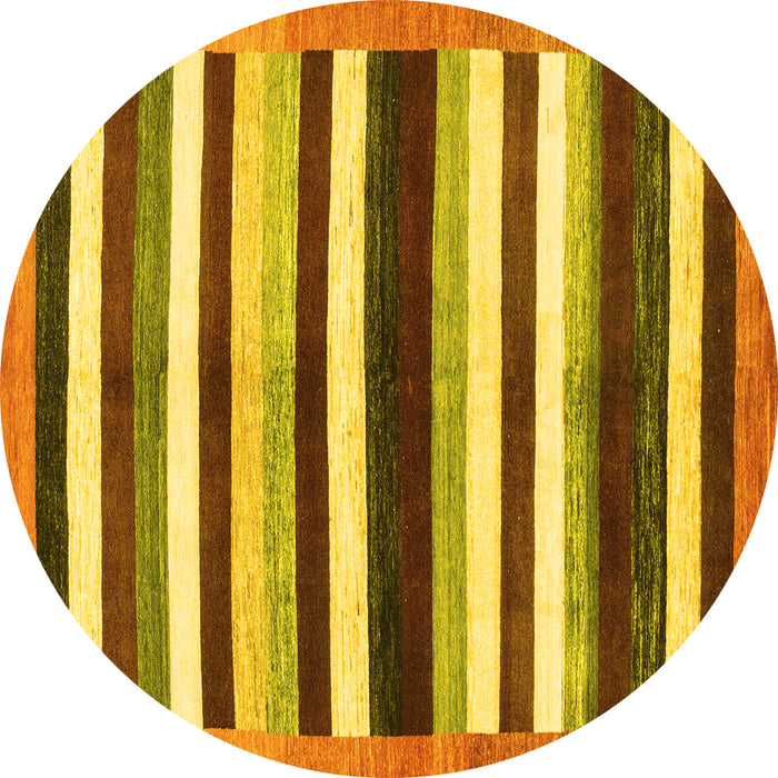 Round Machine Washable Abstract Yellow Modern Rug, wshabs1547yw
