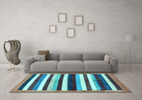 Machine Washable Abstract Light Blue Modern Rug, wshabs1547lblu