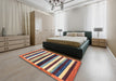 Machine Washable Abstract Brown Red Rug in a Bedroom, wshabs1547