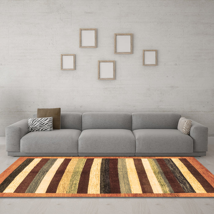 Machine Washable Abstract Brown Modern Rug in a Living Room,, wshabs1547brn
