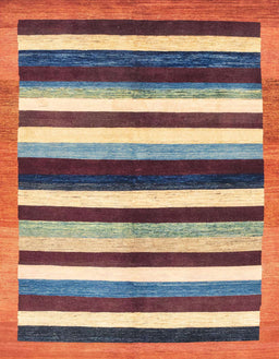 Machine Washable Abstract Brown Red Rug, wshabs1547