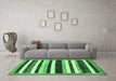 Machine Washable Abstract Emerald Green Modern Area Rugs in a Living Room,, wshabs1547emgrn