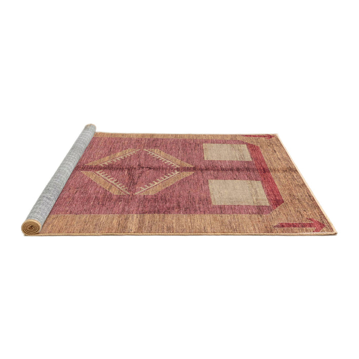 Sideview of Machine Washable Abstract Brown Sand Brown Rug, wshabs1548