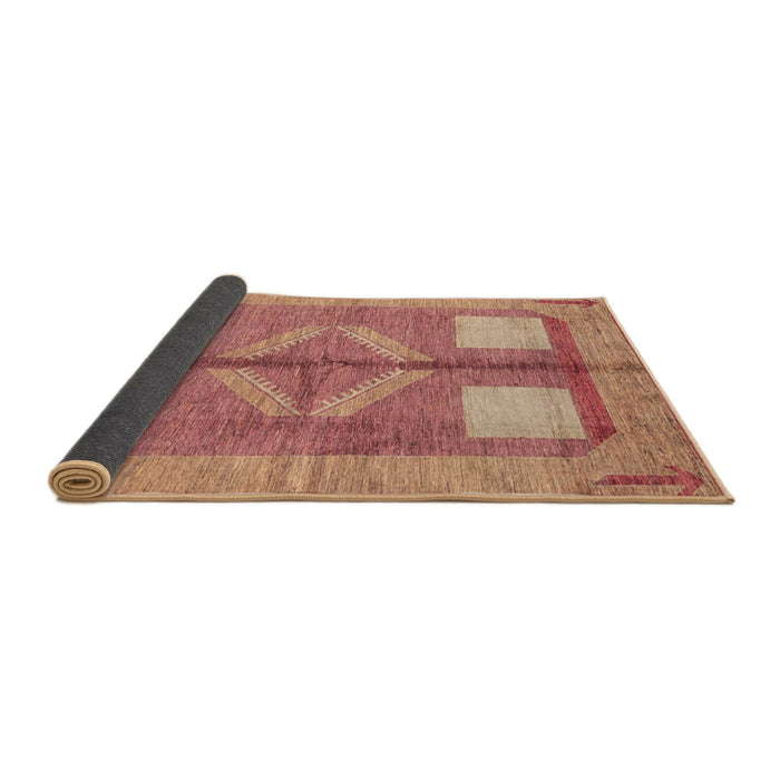 Sideview of Abstract Brown Sand Brown Modern Rug, abs1548