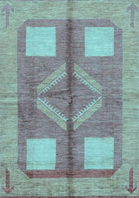 Abstract Light Blue Modern Rug, abs1548lblu