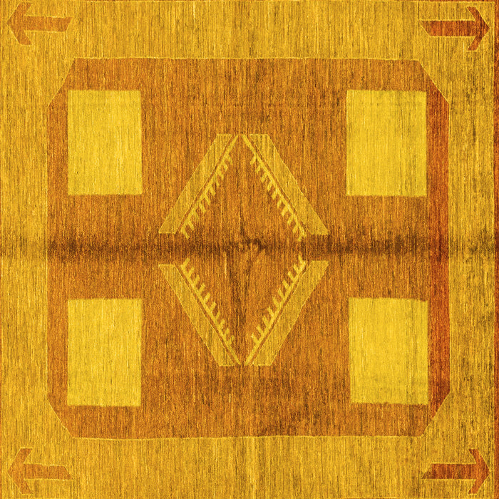Square Abstract Yellow Modern Rug, abs1548yw