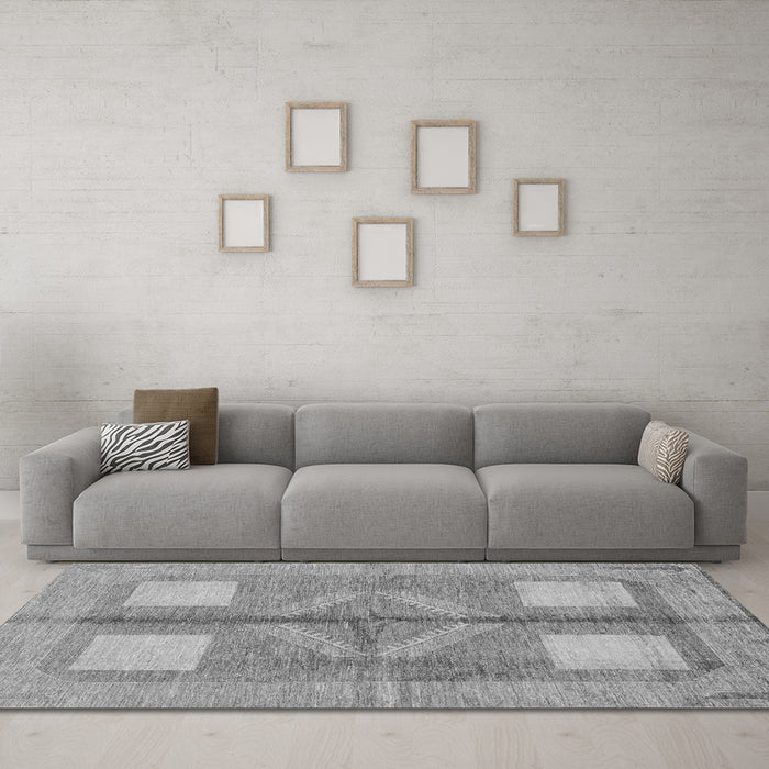 Machine Washable Abstract Gray Modern Rug in a Living Room,, wshabs1548gry