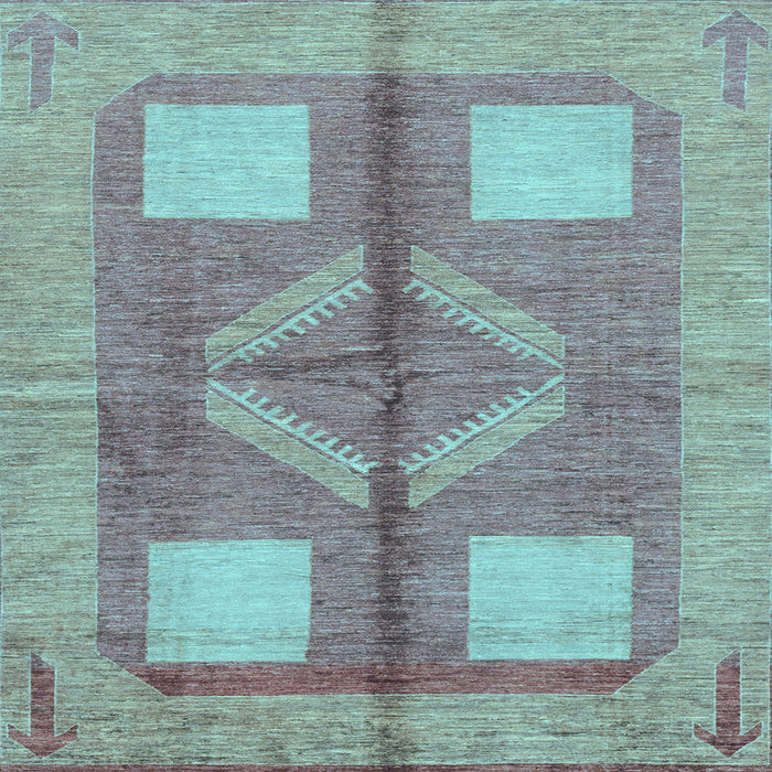 Square Machine Washable Abstract Light Blue Modern Rug, wshabs1548lblu