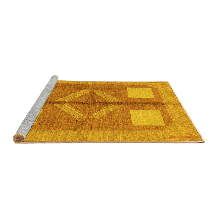 Sideview of Machine Washable Abstract Yellow Modern Rug, wshabs1548yw