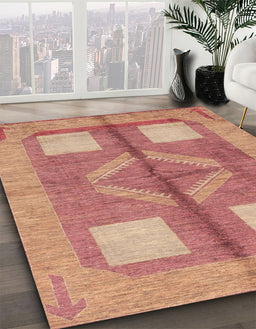 Abstract Brown Sand Brown Modern Rug in Family Room, abs1548
