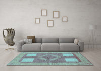 Machine Washable Abstract Light Blue Modern Rug, wshabs1548lblu