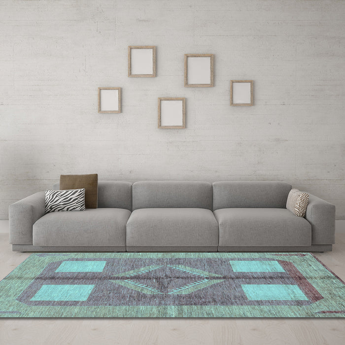 Machine Washable Abstract Light Blue Modern Rug in a Living Room, wshabs1548lblu