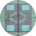 Round Abstract Light Blue Modern Rug, abs1548lblu